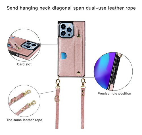 Funda Cuadrada Con Tarjetero Tipo Bandolera Para iPhone