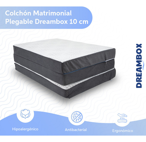 Colchón Matrimonial 10 Cm Seccionado Plegable Dreambox Color Blanco