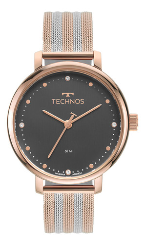 Relógio Feminino Technos Style Bicolor Loja De Fábrica Cor do fundo Preto