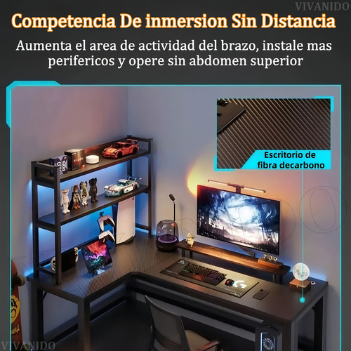 Mesa De Juego Escritorios Computadora L Con 2 Capas Estantes