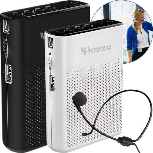 Kit Aparelho Amplificador Professor Voz Alta Megafone Potente Sala De Aula Palestra Bivolt Kaizu