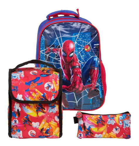 Mochila Masculina Infantil Costa Spider Man Lancheira Estojo