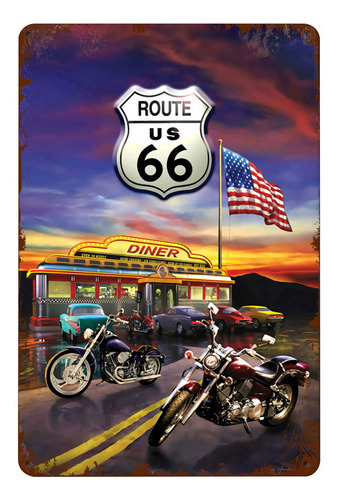 Ujm Route 66 Carteles De Metal Vintage High Way Diner Decora