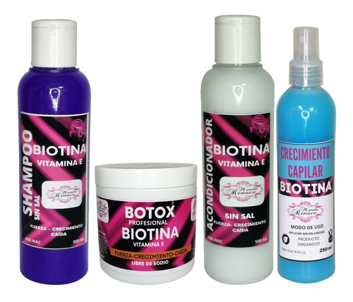 Kit De Shampoo Acondicionador Crema Y Spray Biotina