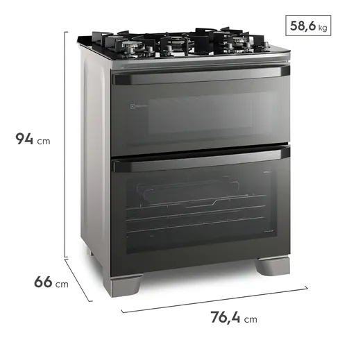 Estufa Electrolux Expert de 5 fuegos con función Airfryer FE5ad, color plateado, 220 V