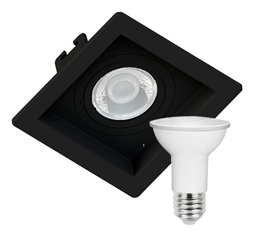 Kit 6 Spot Embutir Par20 Recuado Quadrado + Lampada Led 7w