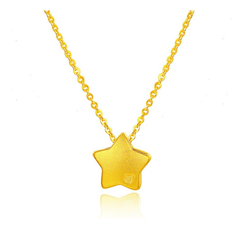 Cadena Eslabones Oro 18k Colgante Estrellita 24k