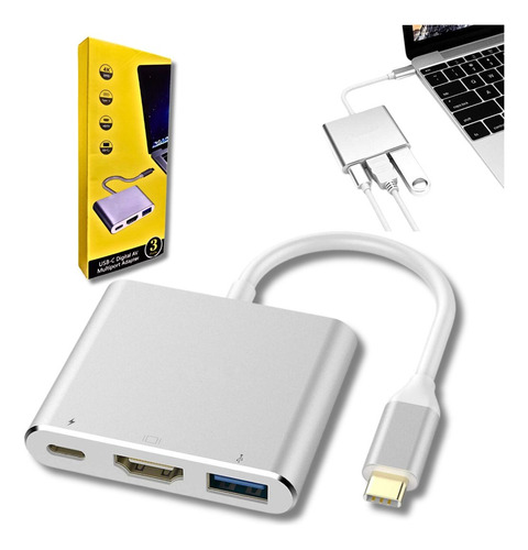 Convertidor Adaptador   Tipo C A Hdmi+usb 3.0+tipo C   New