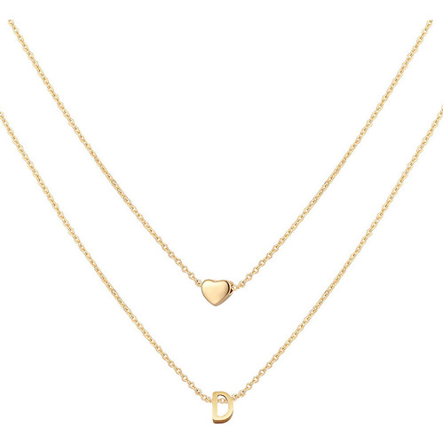 Collar Dije Letra D Corazon Mujer Joyería Oro Regalo Navidad