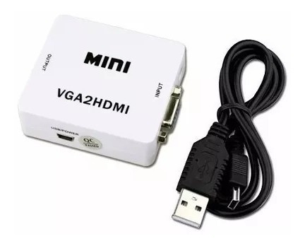 Imagem 2 de 4 de Conversor Adaptador Vga P/ Hdmi Com Saida De Audio Cabo P2