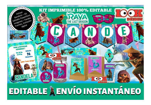 Kit Imprimible Candybar Raya Y El Último Dragón Editable
