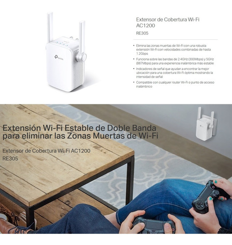 Tp-link, Extensor De Rango Wi-fi Banda Dual Ac1200, Re305