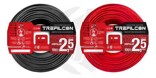 Cable Trefilcon 2.5m Pack X2 Rollos X100 Mts Negro + Rojo Ea