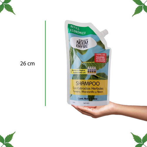 1 Litro Shampoo Limpieza Profunda Romero Manzananilla Neem