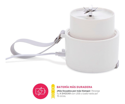 Licuadora Portátil Xshock Xshock 550 Ml Con Usb Blanca 127v Blanco