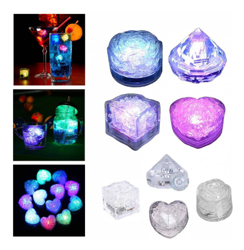 48cubos De Hielo Con Led Impermeable Con Parpadeo Multicolor