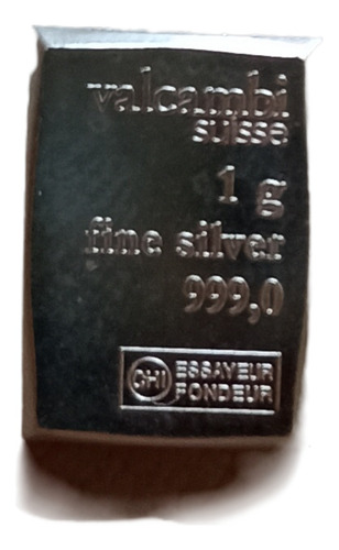 Lingote Plata Pura Suizo De Valcambi 1 Gramo Con Cápsula