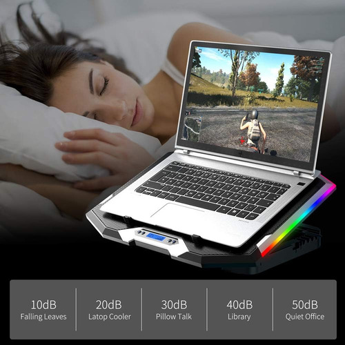 Base Cooler Notebook Enfriador 8 Vent Rgb 14-17 Pulgadas