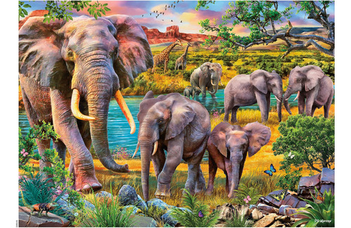 Ceaco - Wild - Familia De Elefantes - Rompecabezas De 1000 P
