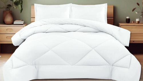 Acolchado Plumon King Termico 280 X 240 Tela Soft + 2 Fundas Blanco Lisa