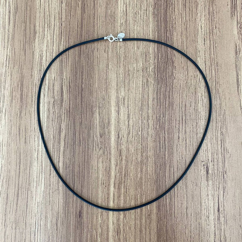 Collar Caucho Hombre Broche Plata 925 De 1mm X 45cm Agálea Color Negro 42 Cm