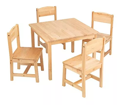 Mesa Infantil de Madera con 4 Sillas de plástico de colores. – IMAGIQ