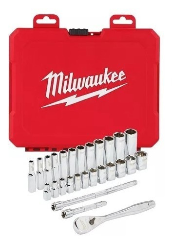 Juego De Dados Metricos 28pzs Mm 1/4 Milwaukee 48-22-9504