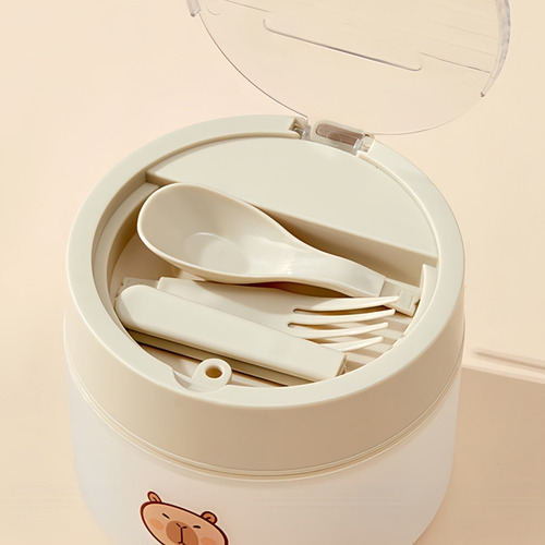 Fiambrera Con Estampado De Capibara Con 3 Compartimentos