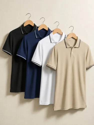 Kit 4 Camisa Gola Polo Piquet Masculina Slim Casual Algodão Preto-branco-marinho-mescla G Lisa