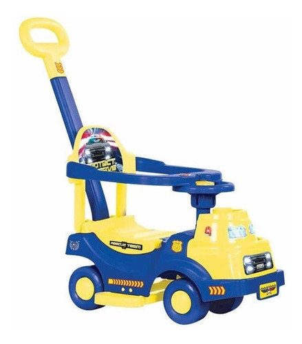 Carrito Montable De Bebe Brinca Policia Car Evag Niño Niña Color Azul/amarillo