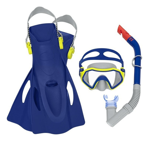 Juego De Buceo Snorkel Para Niños 7 Años Profesional Bestway Color Azul