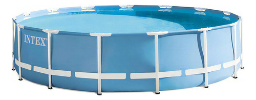 Pileta De Lona Estructural Intex 457 X84 Cm Bomba + Escalera Color Azul Celeste