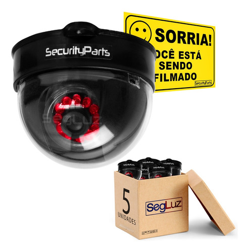 Kit 5 Câmeras Dome Infravermelho Falsa Com Led Bivolt