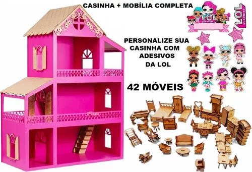 Novo Casa Casinha Para Barbie/polly/lol 60cm Mdf Com Brinde