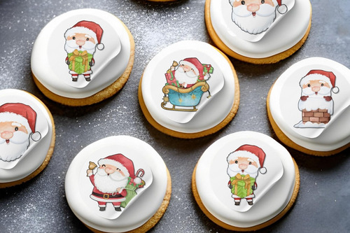 Natal Papel De Arroz Para Biscoito Papai Noel  50 Unidades