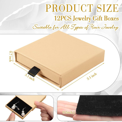 12 Cajas De Cartón Para Joyas, Cajas De Anillos A Granel Par