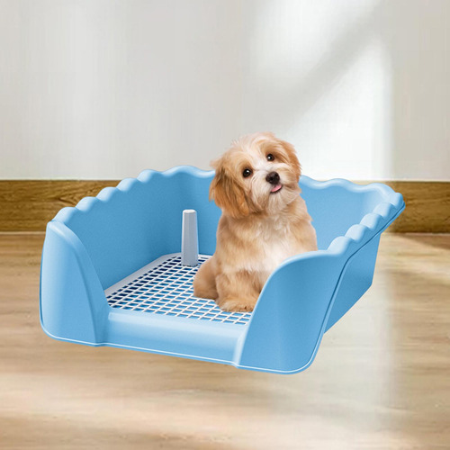 Caja De Arena Para Inodoro Para Perros, Valla Elevada Azul