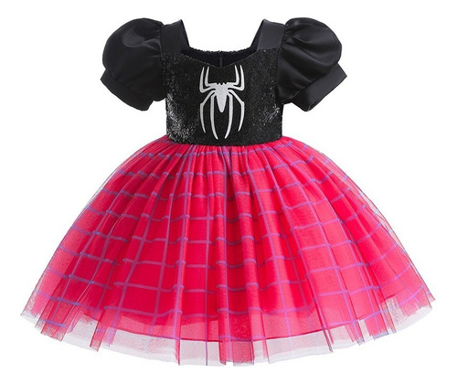 Vestido De Spiderman Niña Princesa Fiesta Manga Abullonadas