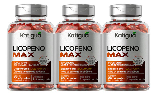 Kit 3x Licopeno Max 60caps 1000mg Sabor Sem Sabor