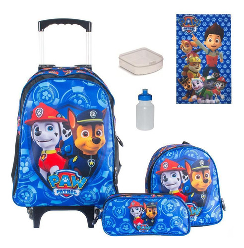 Kit Mochila Infantil Rodinhas Patrulha Canina + Lancheira