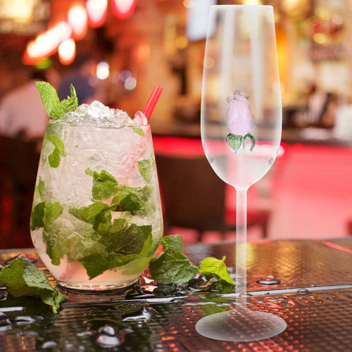 Juego De 2 Copas De Vino Rosa, Copa De Vino Tinto Con Rosa E