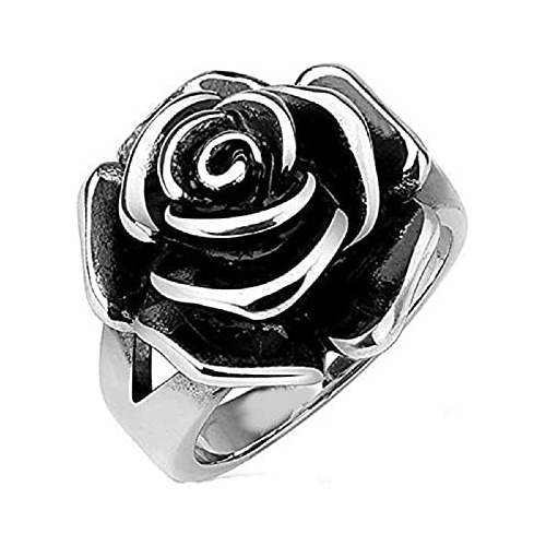 Anillo De Rosa Negra 3d Vintage Para Mujer (talla 7 Us)