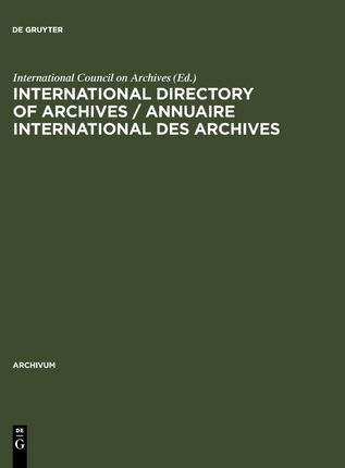 Libro International Directory Of Archives / Annuaire Inte...