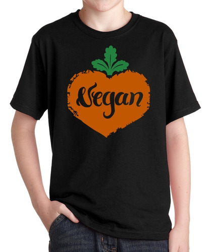 Remeras Veganos Niños Corazon Vegetariano