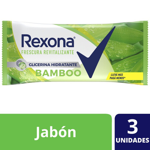Imagen 1 de 1 de Jabón De Tocador Glicerina Active Rexona 3x125g Fragancia Bamboo