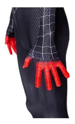 Imagem 5 de 7 de Fantasia Infantil Homem Aranha Miles Morales Roupa Preta