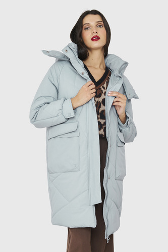 Parka Acolchada Bolsillos Grandes Celeste Pastel Nicopoly