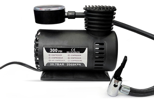 Mini compresor de aire eléctrico portátil negro de 25l 60w 12v