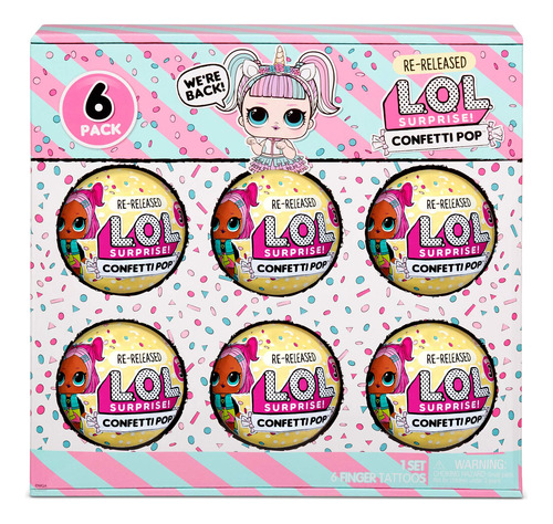 Jajaja. ¡sorpresa! Confetti Pop 6 Pack Unicorn - 6 Muñecas R