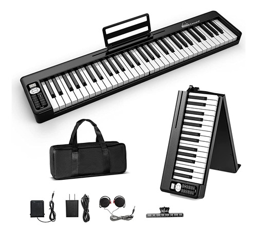 Cossain Piano Keyboard 61 Teclas, Piano Digital Plegable Con